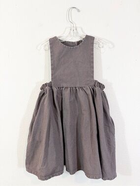 Mabo Gray Pinafore Dress Girls 6/7 Years Organic Cotton Minimalist Neutral